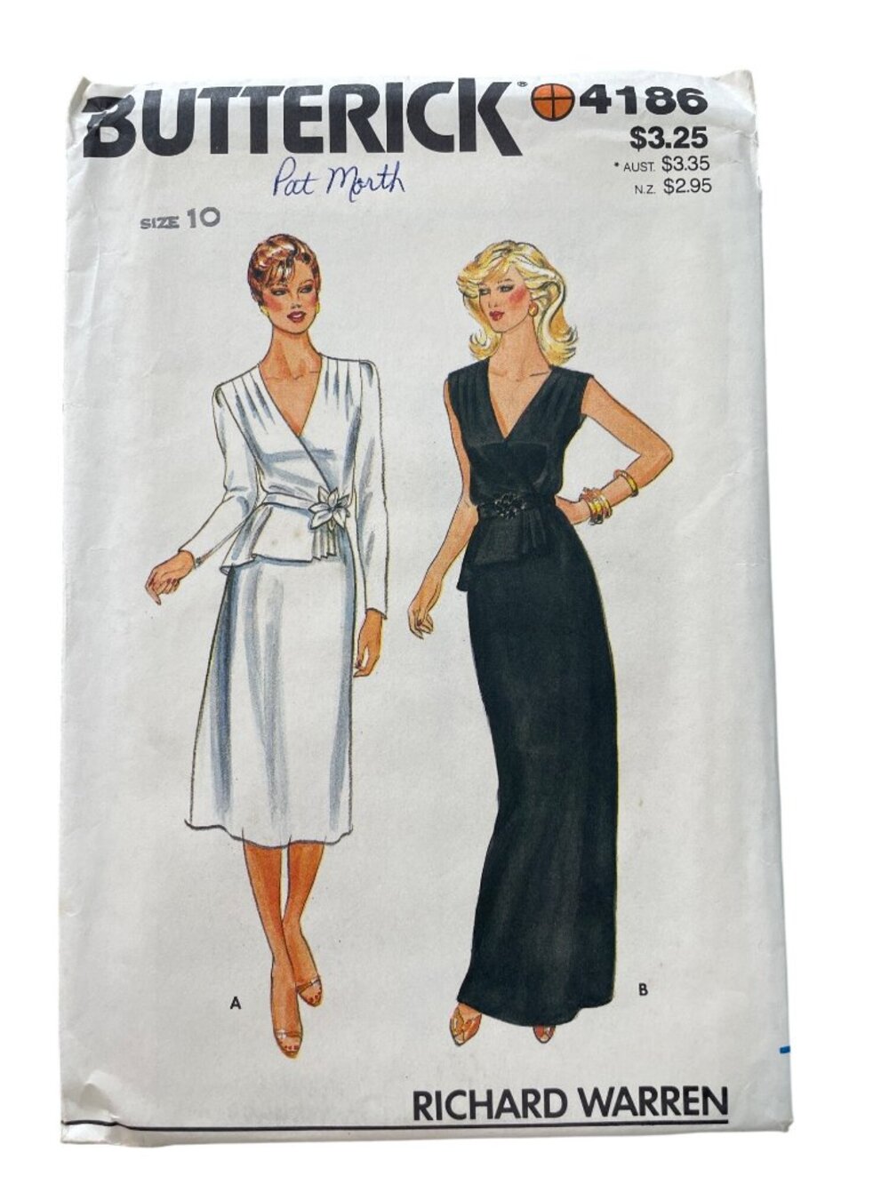Vintage Butterick 4186 Sewing Pattern Size 10 Loose Fitting Dress & Belt UNCUT